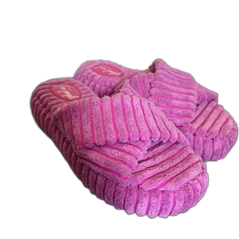 Free People Two Days in Ibiza Orchid Pink Terry Platform Slides Sandals Size 7.5